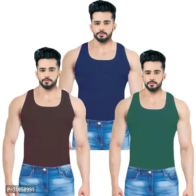 Stylish Cotton Solid Vest for Men Pack of 3