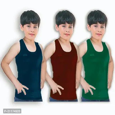 Stylish Cotton Solid Vest for Kids Pack of 3-thumb0