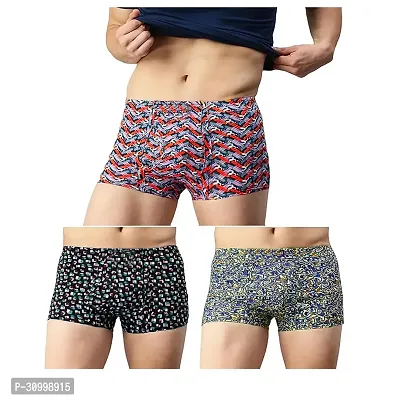 Men Cotton Trunks PrintedInner Elastic Regular Fit Pack Of 3-thumb0