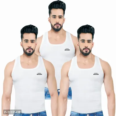 Stylish Cotton Solid Vest for Men Pack of 3-thumb0