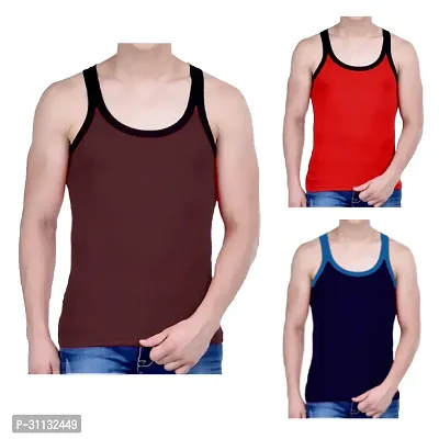 Stylish Cotton Solid Vest for Men Pack of 3-thumb0