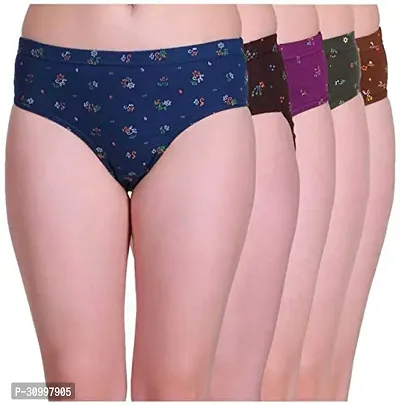 Hipster Cotton Stretch Printed Underwear Panties for Women Daily Use UltraSoft Waist Elastic Combo  Anti Bacterial Bikini Panty Pack Of 5-thumb0