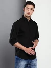 Men Regular Fit Solid Mandarin Collar Casual Shirt-thumb3