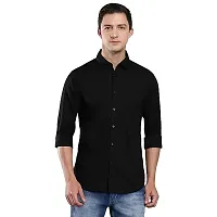 Men Regular Fit Solid Mandarin Collar Casual Shirt-thumb1