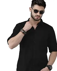 Fashion Men Regular Fit Solid Mandarin Collar Casual Shirt-thumb2
