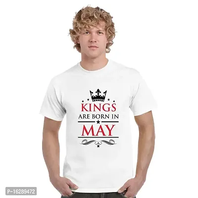 FUNKY STORE Kings are Born in May Birthday Printed Dri-Fit Men's T-Shirt_White (FS476_White_XXL)-thumb0