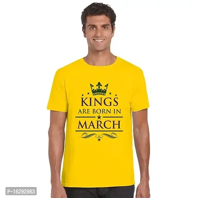 FUNKY STORE Kings are Born in March Birthday Printed Dri-Fit Men's T-Shirt_Yellow (FS474_Yellow_S)-thumb0