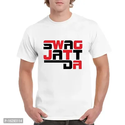 FUNKY STORE Swag Jatt Da Young Trendz Hindi Slang Dri-Fit T-Shirt (FS177M) White