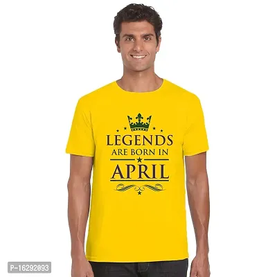 FUNKY STORE Legends are Born in April Birthday Printed Dri-Fit Men's T-Shirt_Yellow (FS463_Yellow_XL)-thumb0