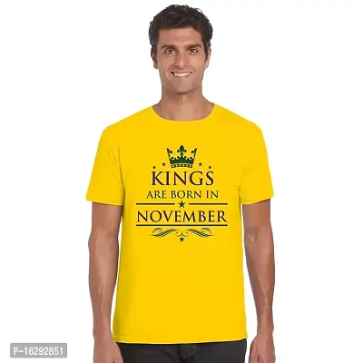 FUNKY STORE Kings are Born in November Birthday Printed Dri-Fit Men's T-Shirt_Yellow (FS482_Yellow_S)