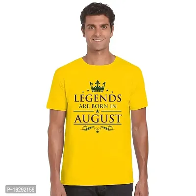 FUNKY STORE Legends are Born in August Printed Dri-Fit Men's T-Shirt_Yellow (FS467_Yellow_XL)-thumb0