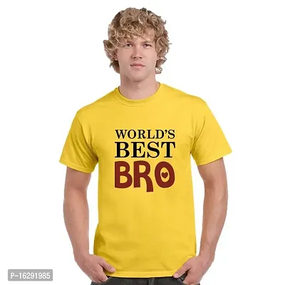 FUNKY STORE Worlds Best Bro Printed Dri-Fit Men's T-Shirt (FS1276XL) Yellow-thumb0