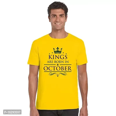 FUNKY STORE Kings are Born in October Birthday Printed Dri-Fit Men's T-Shirt_Yellow (FS481_Yellow_L)