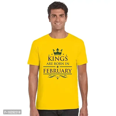 FUNKY STORE Kings are Born in February Birthday Printed Dri-Fit Men's T-Shirt_Yellow (FS473_Yellow_XXL)-thumb0