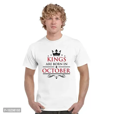 FUNKY STORE Kings are Born in October Birthday Printed Dri-Fit Men's T-Shirt_White (FS481_White_M)