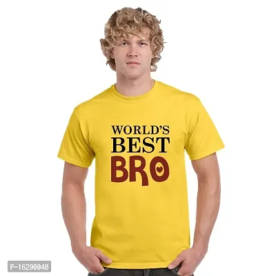 FUNKY STORE Worlds Best Bro Printed Dri-Fit Men's T-Shirt (FS1276XXL) Yellow-thumb0