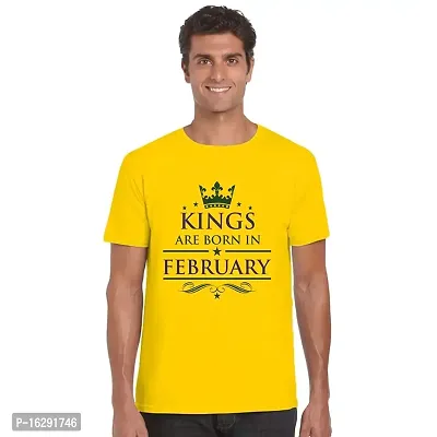 FUNKY STORE Kings are Born in February Birthday Printed Dri-Fit Men's T-Shirt_Yellow (FS473_Yellow_L)-thumb0