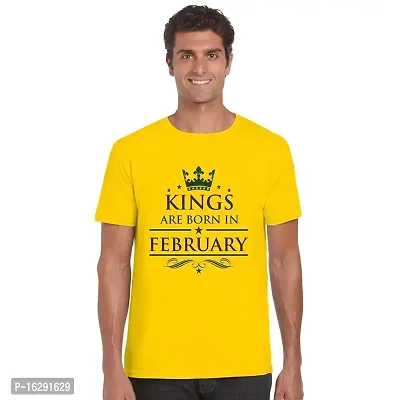 FUNKY STORE Kings are Born in February Birthday Printed Dri-Fit Men's T-Shirt_Yellow (FS473_Yellow_S)-thumb0