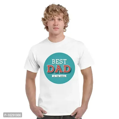 FUNKYSTORE Best Dad in The World Blue Printed Dri-Fit Men's Round Neck Half Sleeve T-Shirt_White-thumb0