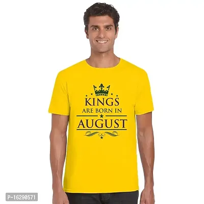 FUNKY STORE Kings are Born in August Birthday Printed Dri-Fit Men's T-Shirt_Yellow (FS479_Yellow_M)