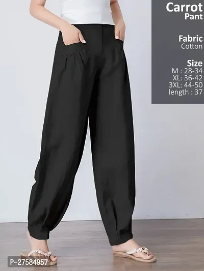 Classic Cotton Solid Carrot Pant For Women