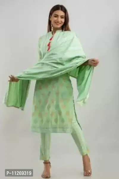 Women Rayon Printed Kurta Pant with Dupatta Set