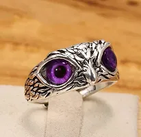 The Key House Valentine?s Stylish Hot Combo of Silver Hug Ring and Lucky Owl Eye Ring (Violet Eye) Latest Trendy Stainless Steel Couple Rings for Unisex Stainless Steel. (COMBO Pack of 2)-thumb4