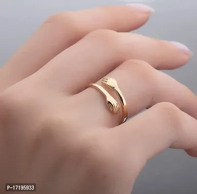 The Key House Stylish Hug Finger Ring for Men, Boys Women  Girl - Gift Promise Adjustable Ring (Gold02)-thumb3