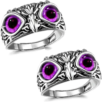 The Key House Demon Eye Owl Ring Retro Animal Open Ring Adjustable Owl Ring Open Animal Rings Statement Ring Jewelry for Women Girls Men Ring Jewelry Fingers Accessories
