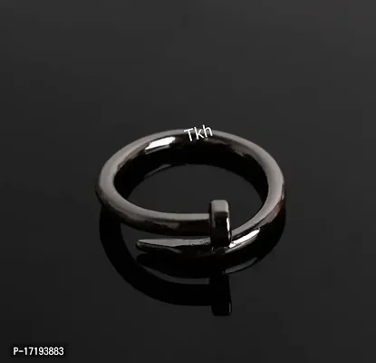 The Key House Western Style Stainless Steel Unisex Nail Screw Design Stylish Rings for Men and Women Boys and Girl's and for Valentine Birthday Anniversary Gift. (Black) (nr-03)-thumb4