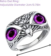 The Key House Demon Eye Owl Ring Retro Animal Open Ring Adjustable Owl Ring Open Animal Rings Statement Ring Jewelry for Women Girls Men Ring Jewelry Fingers Accessories (Violet Eye) (2pc Combo)-thumb3