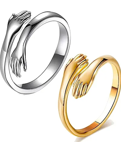 AJS Shine G.S. Hand Rings for Couple Grade 316 Stainless Jewelry Gift Comfort Fit | Wedding Ring For Couple | Perfect Gift For Best Friends, Birthday (Pack of 2-G.S.Hand Ring)