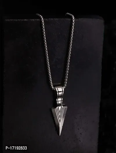 The Key House Stylewell Unisex Metal Silver Color Stainless Steel Cool Spearpoint Arrow Head Cross Crucifix Crown Design Locket Pendant Necklace With Box Chain-thumb5