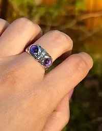 The Key House Demon Eye Owl Ring Retro Animal Open Ring Adjustable Owl Ring Open Animal Rings Statement Ring Jewelry for Women Girls Men Ring Jewelry Fingers Accessories (Violet Eye) (2pc Combo)-thumb2