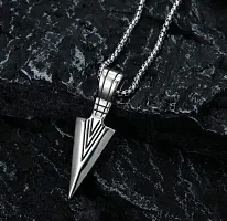 The Key House Stylewell Unisex Metal Silver Color Stainless Steel Cool Spearpoint Arrow Head Cross Crucifix Crown Design Locket Pendant Necklace With Box Chain-thumb3