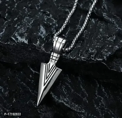 The Key House Stylewell Unisex Metal Silver Color Stainless Steel Cool Spearpoint Arrow Head Cross Crucifix Crown Design Locket Pendant Necklace With Box Chain-thumb4