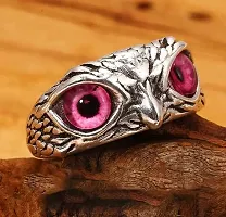 The Key House Valentine?s Stylish Hot Combo of Silver Hug Ring and Lucky Owl Eye Ring (Pink Eye) Latest Trendy Stainless Steel Couple Rings for Unisex Stainless Steel. (COMBO Pack of 2)-thumb4