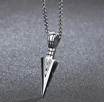 The Key House Stylewell Unisex Metal Silver Color Stainless Steel Cool Spearpoint Arrow Head Cross Crucifix Crown Design Locket Pendant Necklace With Box Chain-thumb2