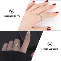 The Key House Valentinersquo;s Adjustable HUG Ring for Men  Women (Golden  Silver - COMBO Pack of 2)-thumb2