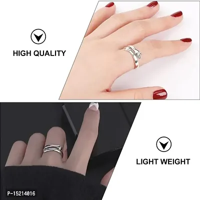 The Key House Valentinersquo;s Adjustable HUG Ring for Men  Women (Golden  Silver - COMBO Pack of 2)-thumb3