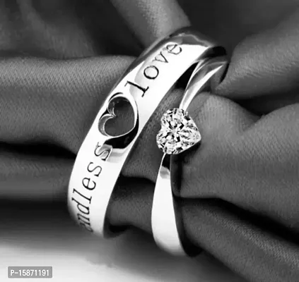 The Key House Valentines Exclusive Silver Adjustable King Queen Romantic Love Heart Promising ldquo;Love You Foreverrdquo; Theme Couple Ring for Husband  Wife / Men  Women / Boys  Girls  for Gift. (cr044)-thumb5