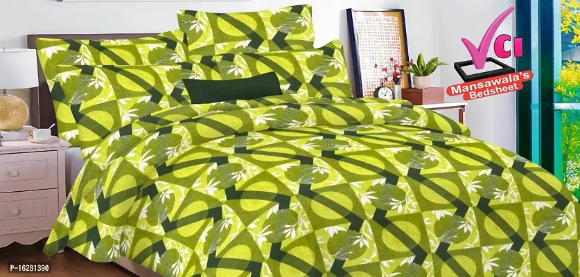 Comfortable Cotton Printed Double Bedsheet with Pillow Covers-thumb0