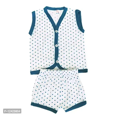 New Born Baby BoyGirls Stylish Color Jablas/Top and Shorts Dress setStylish Jablas/T-Shirt and Shorts Dress set White Dot with Front Button Open. Pack of (4+1) 5pc Dress set (0-6 Months)-thumb4