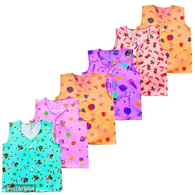Fassify? Stylish Trendy New Born Baby Unisex (Boy/Girl) Jablas/Vest/Tank Top/Dress/Shirt with FBO,100% Cotton Woven Muslin Soft fabric|Comfortable fitting|Breathable fabric|Stylish print. Multi Color&Design;Pack of 6 pcs-thumb0