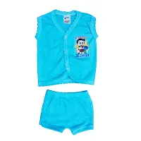 New Born Baby BoyGirls Stylish Color Jablas/Top and Shorts Dress setStylish Jablas/T-Shirt and Shorts Dress set White Dot with Front Button Open. Pack of (4+1) 5pc Dress set (0-6 Months)-thumb2