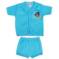 New Born Baby Boy  Girls Stylish Trendy Jhablas/Top/T-Shirt and Shorts Dress set with Front Button Open. Pack of 5 pc set (Multicolor)-thumb3