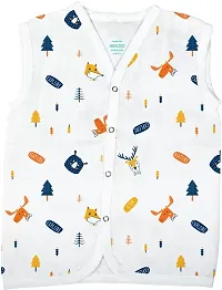 Cute Stylish Trendy 100% Cotton Muslin white printed Jablas with Front Button Open. Pack of 4 pc-thumb1