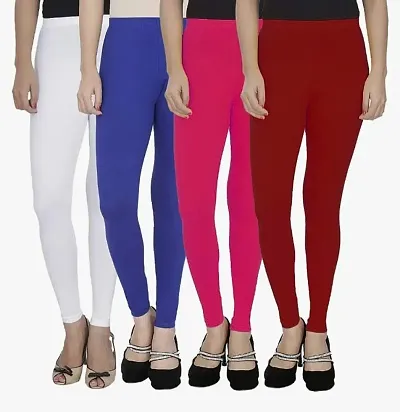 Stunning Cambric Solid Leggings For Women, Pack Of 4