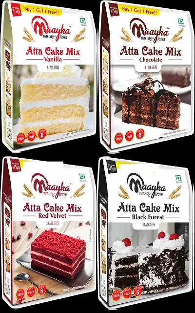 Vanilla Cake Mix, Chocolate Cake Mix, Red Velvet Cake Mix  with Black Forest Cake Mix 400 Gram Pack of 4