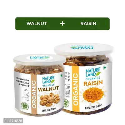 Premium Organic Walnut Dry Fruits 150gm With Raisin 250gm Combo